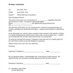 Verbal Warning Follow Up Letter Templates Free Samples Examples Tardiness Employee Sample Template Hr Letters