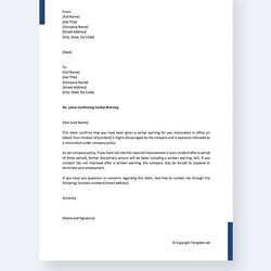 Very Good Free Employee Verbal Warning Letter Template Word Google Docs Misconduct Templates Follow Format