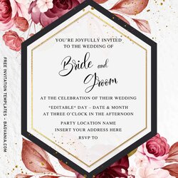 High Quality Printable Wedding Invitation Templates Free Watercolor Burgundy Floral For Word