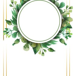 Magnificent Free Printable Round Greenery Wedding Invitation Templates Template Printing Paper Leave Set