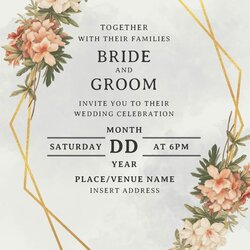 Swell Printable Wedding Invitation Templates Sparkling Gold Greenery Geometric