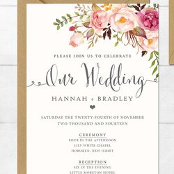 Wonderful Printable Wedding Invitations Free Template Templates Rs