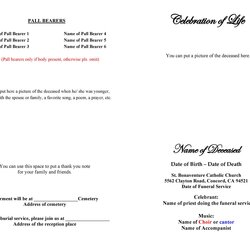 Free Funeral Program Templates In Word Format Template Programs Celebration Life Service Memorial Collection
