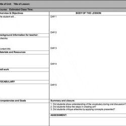 Capital Daily Lesson Plan Template