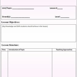 Daily Lesson Plan Template Preschool Templates Format Blank Plans Teacher Printable Curriculum Google