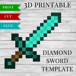 High Quality Diamond Sword Printable Template Swords