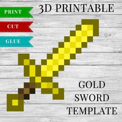 Splendid Gold Sword Printable Template Tools Weapons Stone Swords Blocks