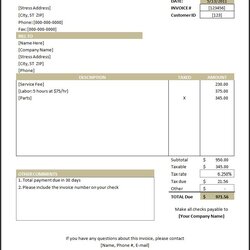 Great Free Invoice Template Printable Word Templates Microsoft Excel Basic Sample Receipt Invoices Service