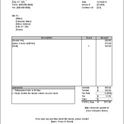 Free Invoice Template For Excel Sample Invoices