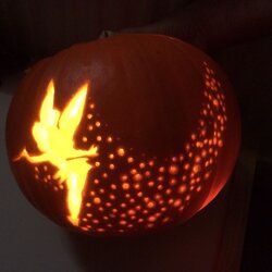 Out Of This World Tinkerbell Pumpkin Made With Template And Drill Easier Than You