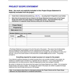Fantastic Project Scope Statement Templates Examples Example Kb