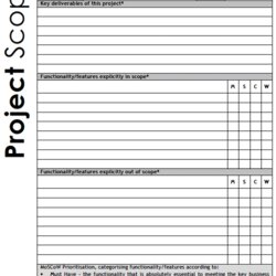 Free Project Scope Template Page Document Work Word Templates Excel