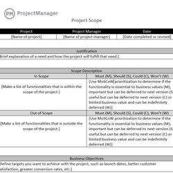 Exceptional Project Scope Template For Word Free Download
