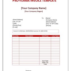 Sterling Proforma Invoice Template Word