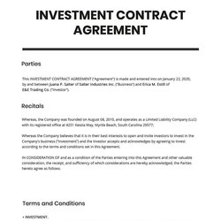 Superb Investment Contract Agreement Template In Google Docs Word Apple