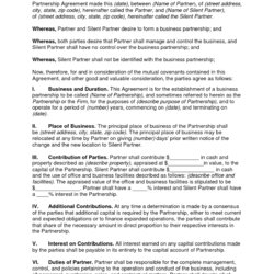 Silent Investor Agreement Free Printable Documents Investors