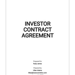 Tremendous Investor Contract Agreement Template Google Docs Word Apple Pages