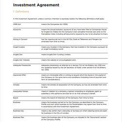 Supreme Business Investment Agreement Examples Format Capital Sample Venture Investor Small Example