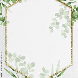 Terrific Beautiful Greenery Wedding Invitation Templates Download Hundreds Foliage Dazzling Gold Foil Frame