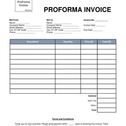 Worthy Free Proforma Invoice Template Word