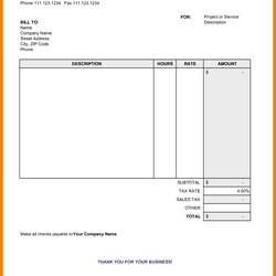 Tremendous Free Printable Invoice Templates Blank Template Word