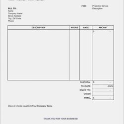 Sublime Invoice Template Free Download Simple Blank And Printable