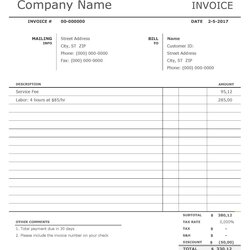 Outstanding Free Blank Invoice Template Excel Word Printable