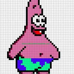 Exceptional Pixel Art Templates Projects To Try Patrick Star Patterns Pattern Template Bit Blueprints