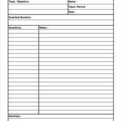 Great Cornell Note Examples Format Notes Template Taking Paper Printable Blank Study Graph Math Templates