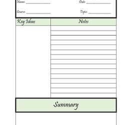 Printable Cornell Notes Templates Free Template