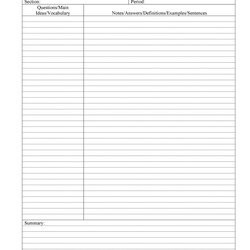 Cornell Notes Templates Examples Word Template Lab Taking Vocabulary Avid Singular Focused