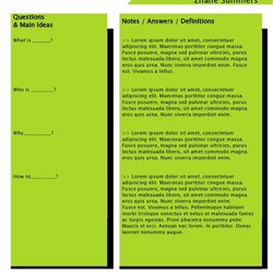Printable Cornell Notes Templates Word Excel Template