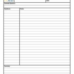 Terrific Cornell Notes Template Printable Forms Note Avid Blank Print Word Taking Paper Templates Edit
