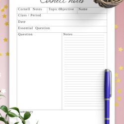 Magnificent Download Printable Simple Cornell Note Taking Template Templates Notes Styles