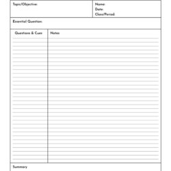 Matchless Cornell Notes Templates Free Printable Template