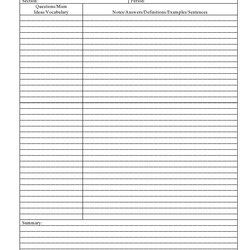 Fine Printable Cornell Notes Templates Free Template