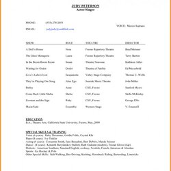 Supreme Theatre Resume Template Business Example Acting Resumes Templates Google Docs