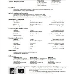 Matchless Theatre Technician Resume Template The General Format And Tips For Theater Job Templates School