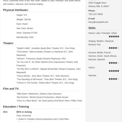 Brilliant Theater Resume Template Writing Guide Examples Tips Acting Theatrical