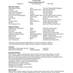 Champion Basic Theatre Resume Templates At Template