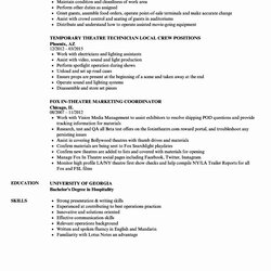 Very Good Theatre Resume Template Doc Technical Jobs