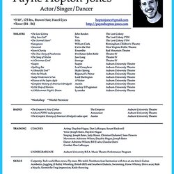 Exceptional Musical Theatre Resume Template Actor Acting Child Actors Templates Job Write Examples Impressive