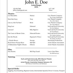 Theater Resume Template Word Documents Download Theatre Example Musical Examples Templates Format Sample