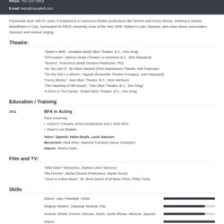 Theater Resume Template Writing Guide Examples Tips Theatre Influx