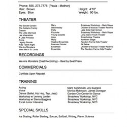 The Highest Standard Musical Theatre Resume Template Broadway Theatrical Theater Astounding Quality Templates