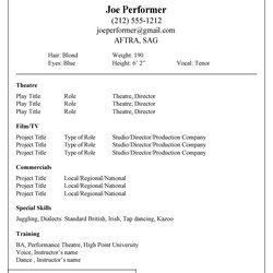 Sterling Free Acting Resume Templates Word Google Docs Template