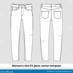 Preeminent Slim Fit Jeans Template For Female Stock Vector Illustration Of Perfect Five Pocket Ready To Use