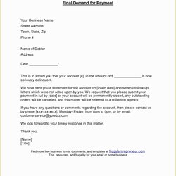 Free Demand Letter Template Of Templates Word Payment Outstanding Sample Default Rent Format Unpaid Final