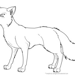Fox Template By On Outline Drawing Printable Templates Animal Print