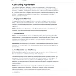 Excellent Consulting Agreement Template Free To Use Preview Min